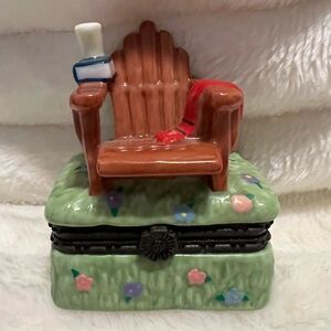 National Home Gardening Club Ceramic Adirondack Chair Trinket Box